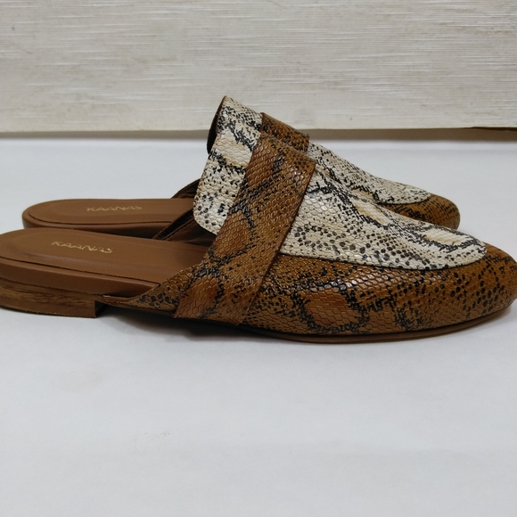 KAANAS Women's Milan Loafer Mules In Honey Snake US 9 - Picture 4 of 11